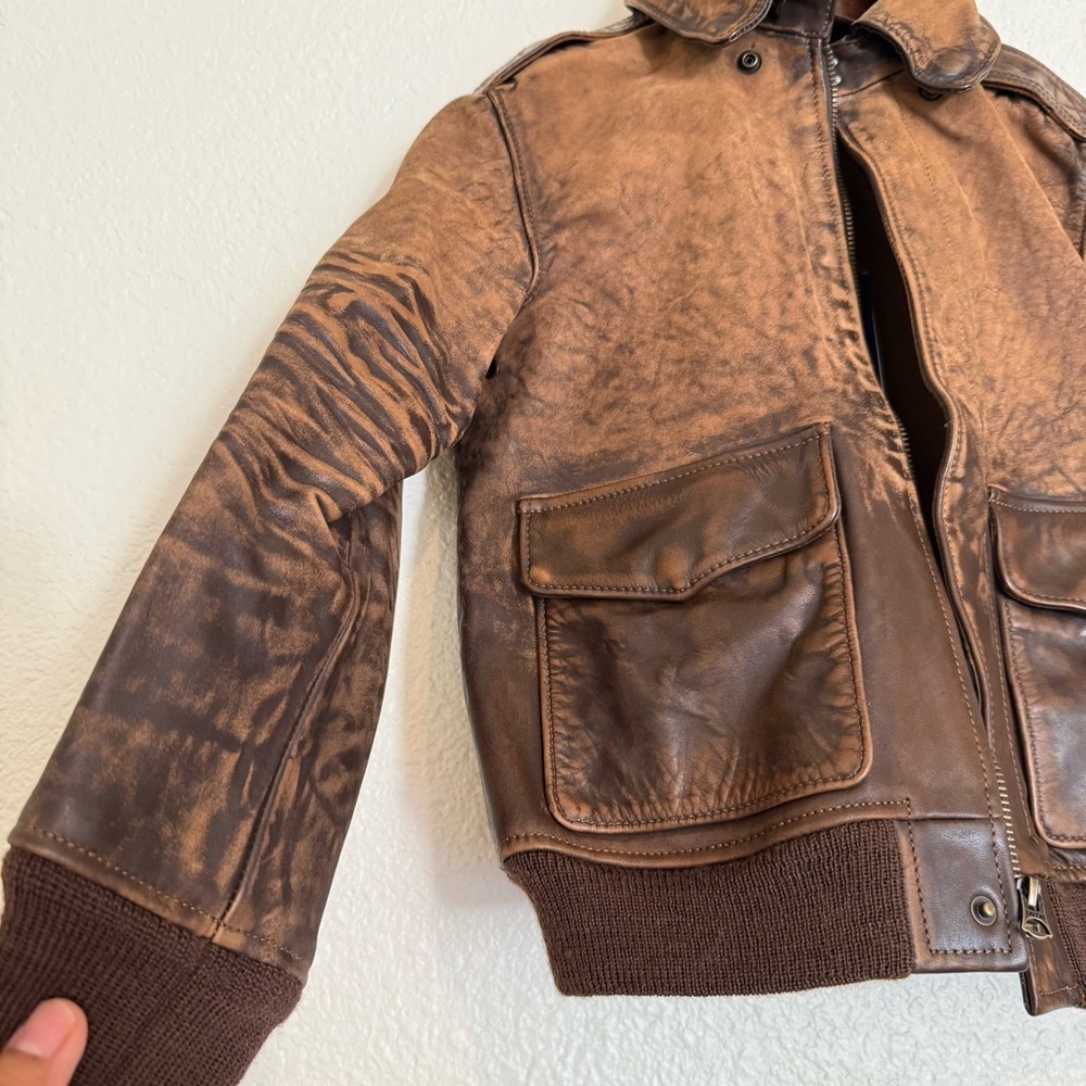 NWT Polo Ralph Lauren Cow Leather Flight Jacket Boys - Picture 2 of 11